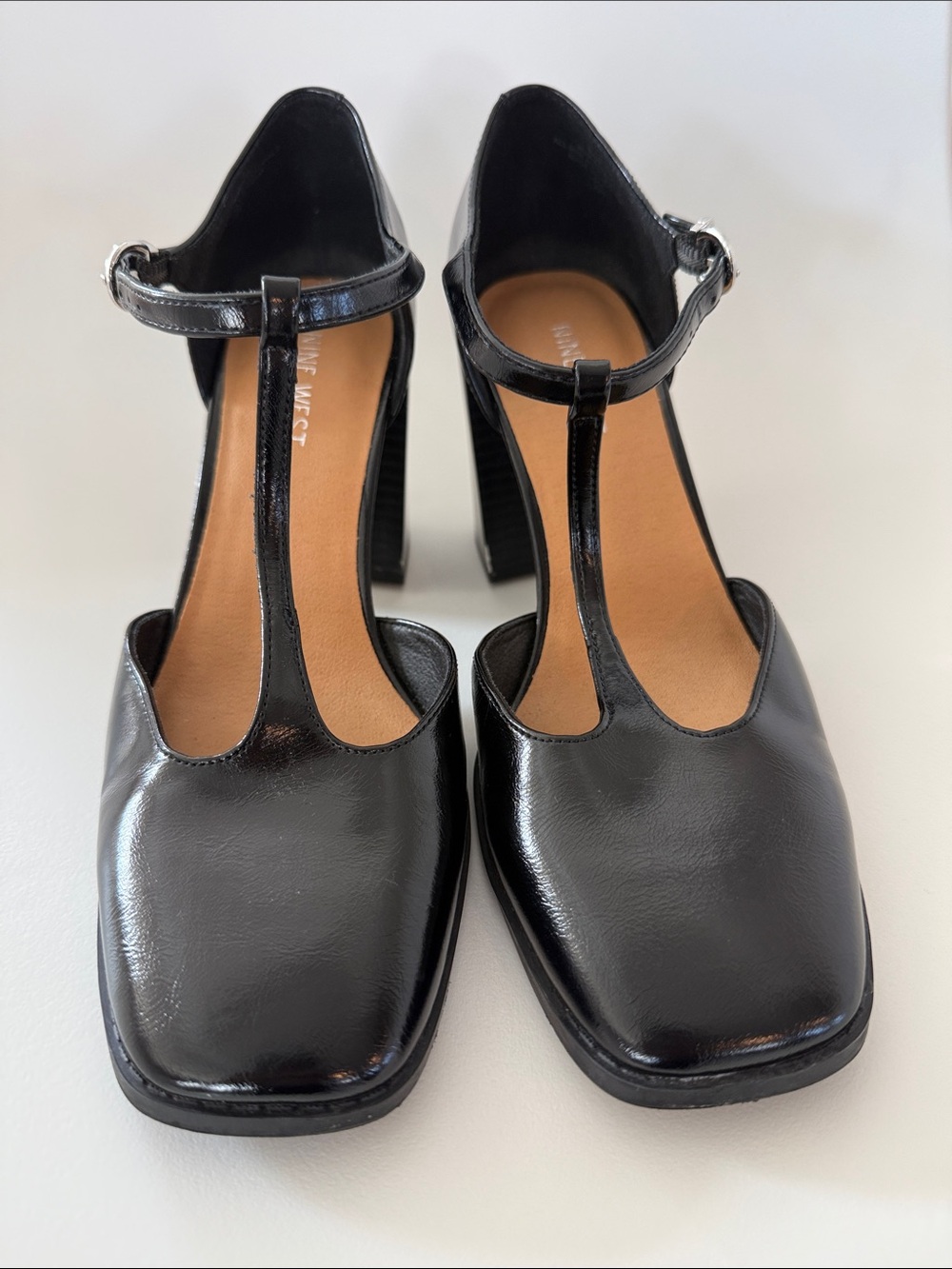 Nine West Janky T-Strap Block Heel, Black, Size 9.5